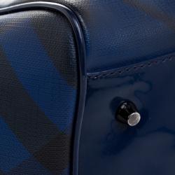 Pre Owned حقيبة يد بربري بيلمور PVC كاروهات سوبرنوفا آومبريه زرقاء