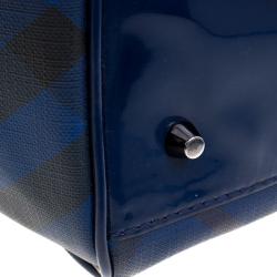 Pre Owned حقيبة يد بربري بيلمور PVC كاروهات سوبرنوفا آومبريه زرقاء