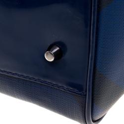 Pre Owned حقيبة يد بربري بيلمور PVC كاروهات سوبرنوفا آومبريه زرقاء