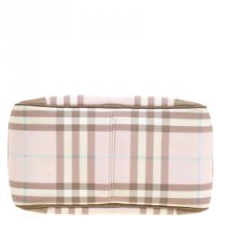 Pre Owned Burberry Pink/Brown House Check PVC Chester Satchel