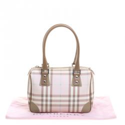 Pre Owned Burberry Pink/Brown House Check PVC Chester Satchel