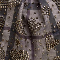 Pre Owned Burberry Beige Smoke Check PVC Heart Studded Satchel