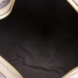 Pre Owned Burberry Beige Smoke Check PVC Heart Studded Satchel