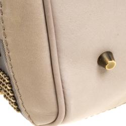 Pre Owned Burberry Beige Smoke Check PVC Heart Studded Satchel