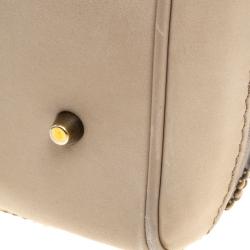 Pre Owned Burberry Beige Smoke Check PVC Heart Studded Satchel