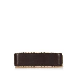 Pre Owned Burberry Dark Brown Plaid Canvas/Leather Shoulder Bag