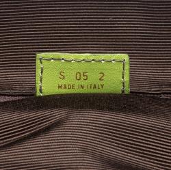 Pre Owned Burberry Green Embossed Check Leather Satchel