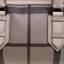 Pre Owned Burberry Beige Smoked Check PVC Small Chester Boston Bag