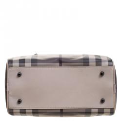 Pre Owned Burberry Beige Smoked Check PVC Small Chester Boston Bag