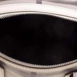 Pre Owned Burberry Beige Smoked Check PVC Small Chester Boston Bag