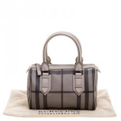 Pre Owned Burberry Beige Smoked Check PVC Small Chester Boston Bag
