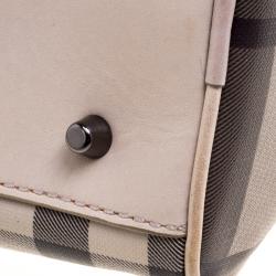 Pre Owned Burberry Beige Smoked Check PVC Small Chester Boston Bag