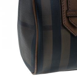 Pre Owned Burberry Brown Nova Check Leather Boston Bag