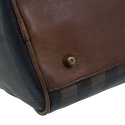 Pre Owned Burberry Brown Nova Check Leather Boston Bag