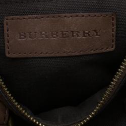 Pre Owned Burberry Brown Nova Check Leather Boston Bag