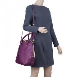 مملوكة مسبقًا حقيبة يد بولنج بربري هيرتيدج جلد بنفسجي متوسطة