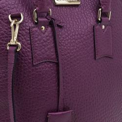 مملوكة مسبقًا حقيبة يد بولنج بربري هيرتيدج جلد بنفسجي متوسطة