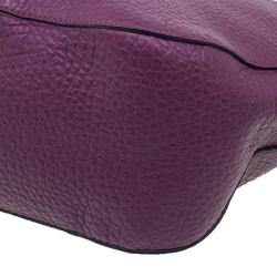مملوكة مسبقًا حقيبة يد بولنج بربري هيرتيدج جلد بنفسجي متوسطة