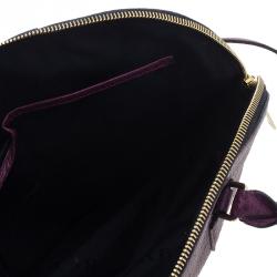 مملوكة مسبقًا حقيبة يد بولنج بربري هيرتيدج جلد بنفسجي متوسطة