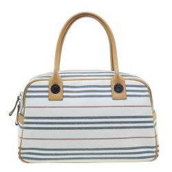 Pre Owned Burberry Horizontal Check Stripe Check Women Bowling Bag