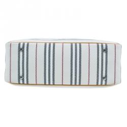 Pre Owned Burberry Horizontal Check Stripe Check Women Bowling Bag