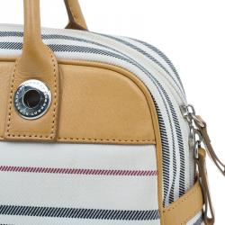 Pre Owned Burberry Horizontal Check Stripe Check Women Bowling Bag
