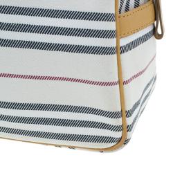 Pre Owned Burberry Horizontal Check Stripe Check Women Bowling Bag