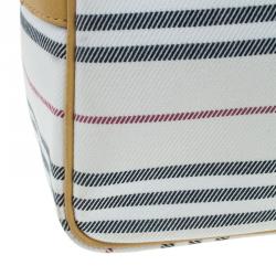 Pre Owned Burberry Horizontal Check Stripe Check Women Bowling Bag