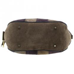 مملوكة مسبقًا Burberry Brown Suede Stripes Medium Orchard Bag