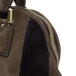 مملوكة مسبقًا Burberry Brown Suede Stripes Medium Orchard Bag