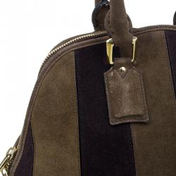 مملوكة مسبقًا Burberry Brown Suede Stripes Medium Orchard Bag