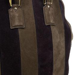 مملوكة مسبقًا Burberry Brown Suede Stripes Medium Orchard Bag