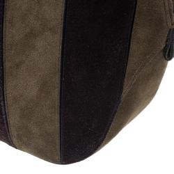 مملوكة مسبقًا Burberry Brown Suede Stripes Medium Orchard Bag