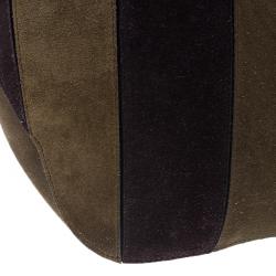 مملوكة مسبقًا Burberry Brown Suede Stripes Medium Orchard Bag