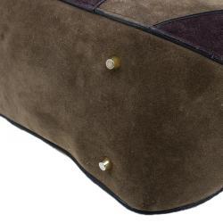 مملوكة مسبقًا Burberry Brown Suede Stripes Medium Orchard Bag