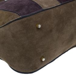 مملوكة مسبقًا Burberry Brown Suede Stripes Medium Orchard Bag