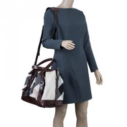 مملوكة مسبقًا حقيبة بربري لوري جلد و كانفاس بني ميغا تشيك 