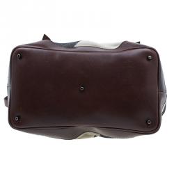 مملوكة مسبقًا حقيبة بربري لوري جلد و كانفاس بني ميغا تشيك 