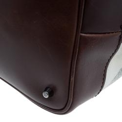 مملوكة مسبقًا حقيبة بربري لوري جلد و كانفاس بني ميغا تشيك 