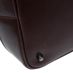 مملوكة مسبقًا حقيبة بربري لوري جلد و كانفاس بني ميغا تشيك 