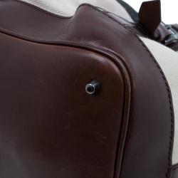 مملوكة مسبقًا حقيبة بربري لوري جلد و كانفاس بني ميغا تشيك 