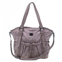 Pre Owned Burberry Rose Gold Nylon Super Nova Check Drawstring Tote