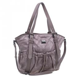 Pre Owned Burberry Rose Gold Nylon Super Nova Check Drawstring Tote