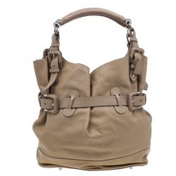 Pre Owned Burberry Beige Leather Bridle Tote