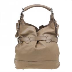 Pre Owned Burberry Beige Leather Bridle Tote