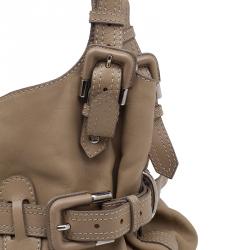 Pre Owned Burberry Beige Leather Bridle Tote