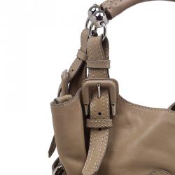 Pre Owned Burberry Beige Leather Bridle Tote