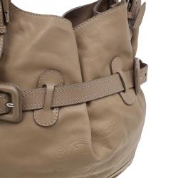 Pre Owned Burberry Beige Leather Bridle Tote