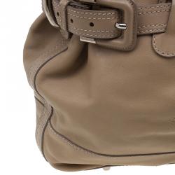 Pre Owned Burberry Beige Leather Bridle Tote