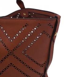 Pre Owned حقيبة بربري دينتون شوبر جلد بني